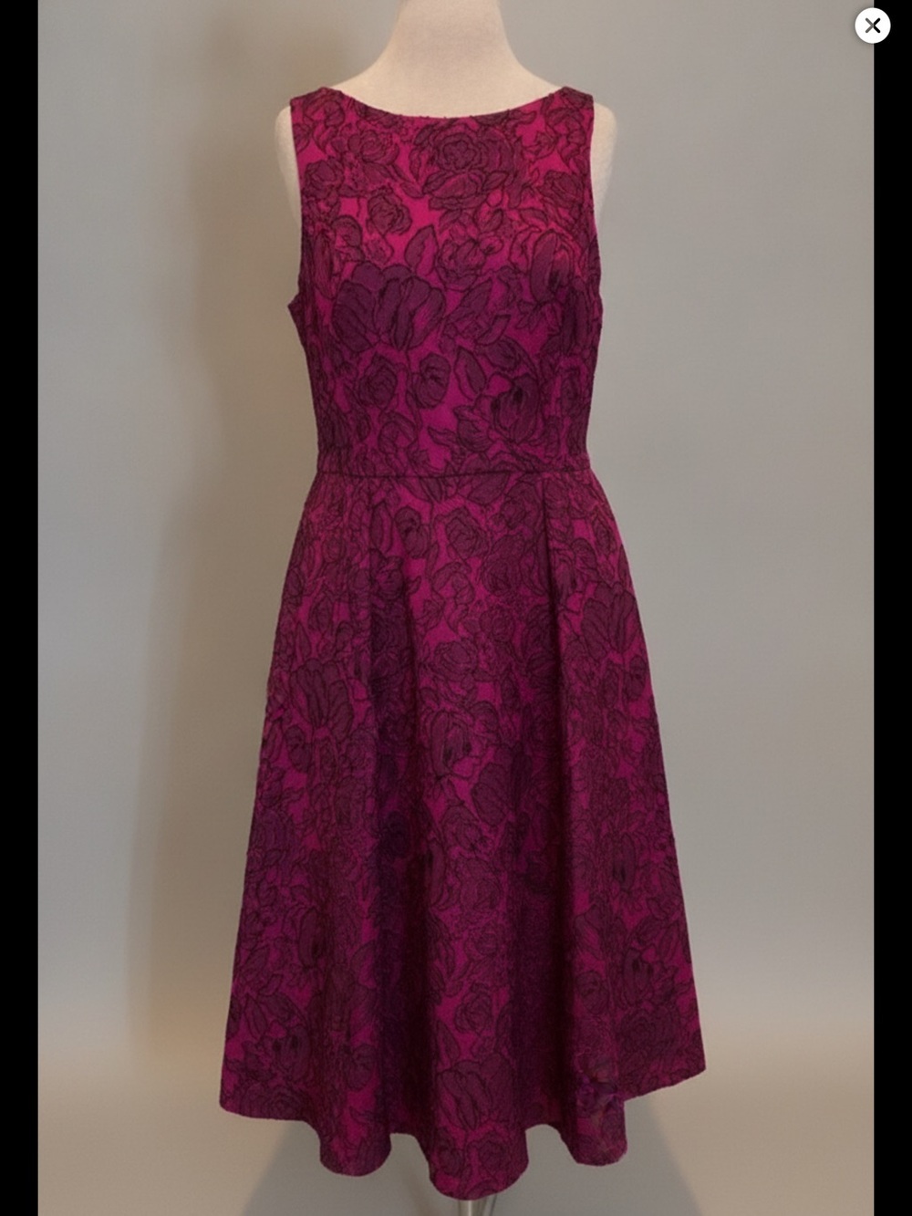 Badgley Mischka Fuchsia Floral Midi Dress Size 12